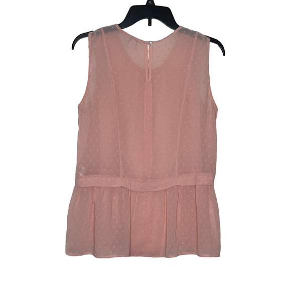 J.Crew Women's Tank Top Semi Sheer Polka Dot Peplum Lightweight Pink Size 6 - Picture 9 of 9